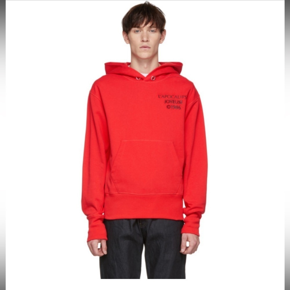 EUC Helmut Lang- L’ Apocalypse Logo Hack Hoodie in Color Lava. Size XS